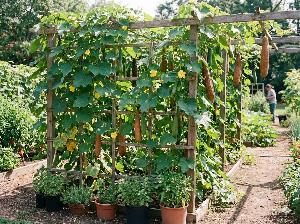 Maximizing vertical space with loofah on trellis