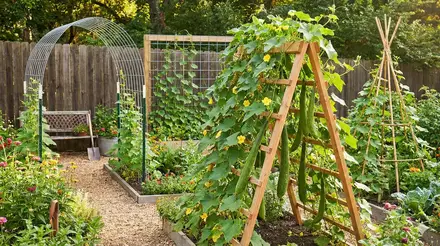 Garden arch trellis for loofah vines