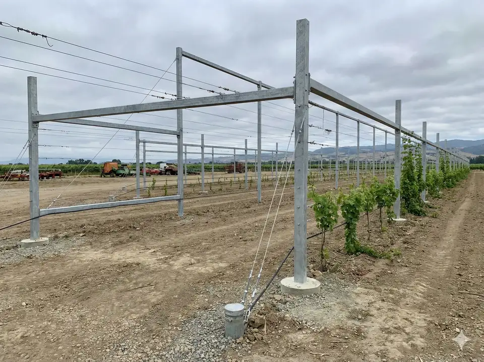 Commercial-grade trellis infrastructure for loofah farming