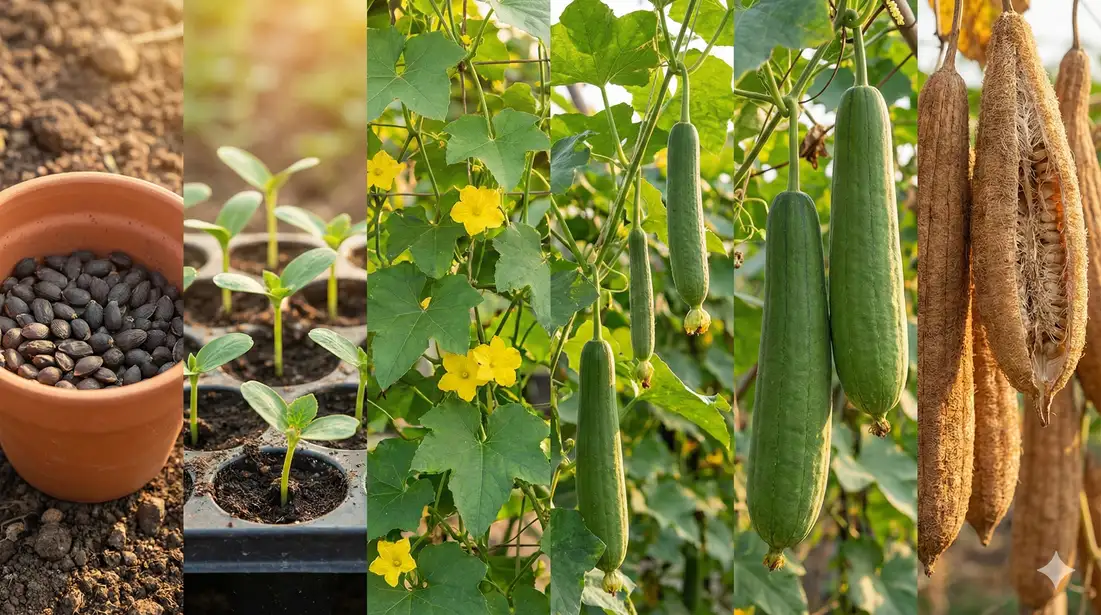 Loofah growth timeline stages