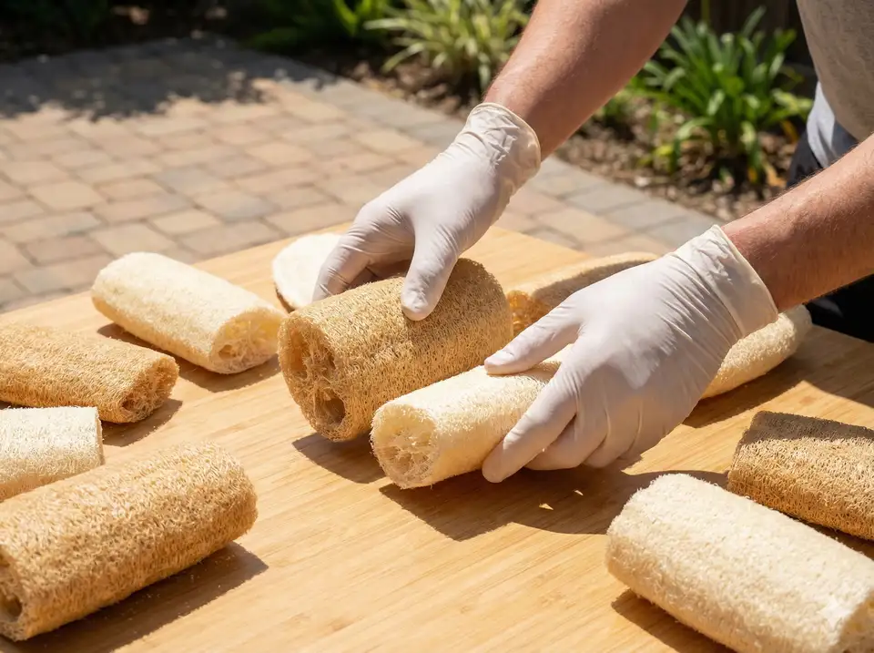 Rotating loofah during sun bleaching for even whitening