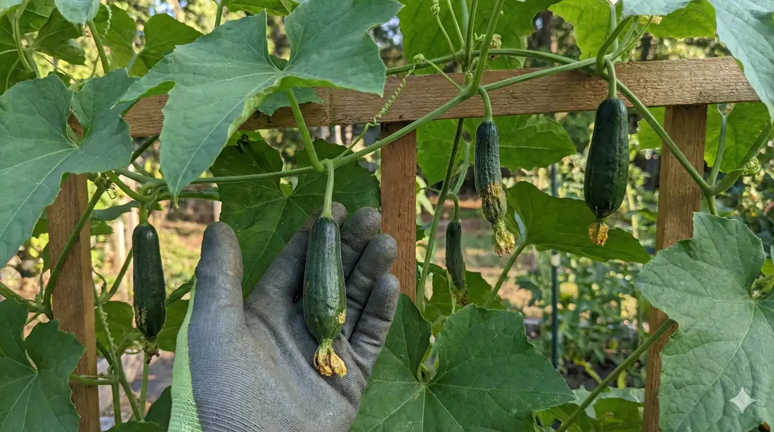 Small loofah fruit on vine