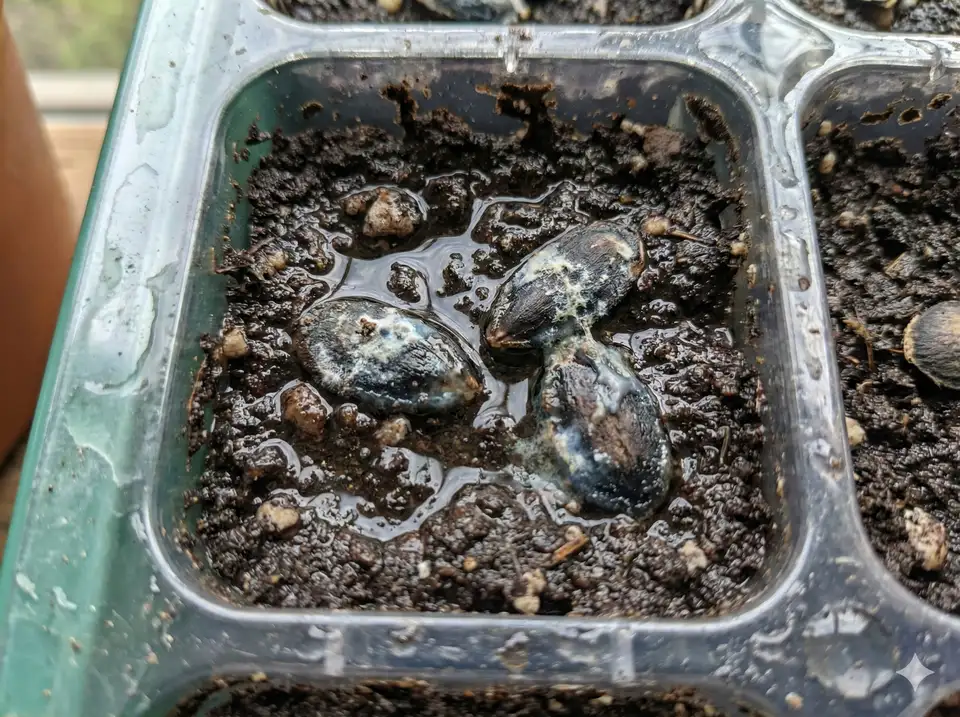 Waterlogged soil causing seed rot and germination failure