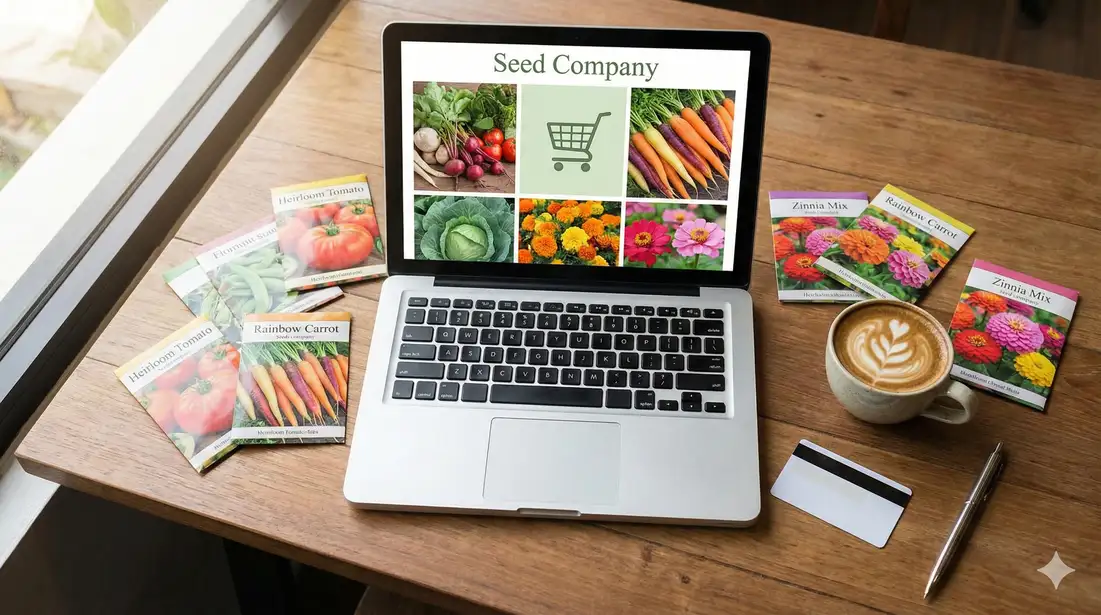 Browsing online seed company websites to buy loofah seeds