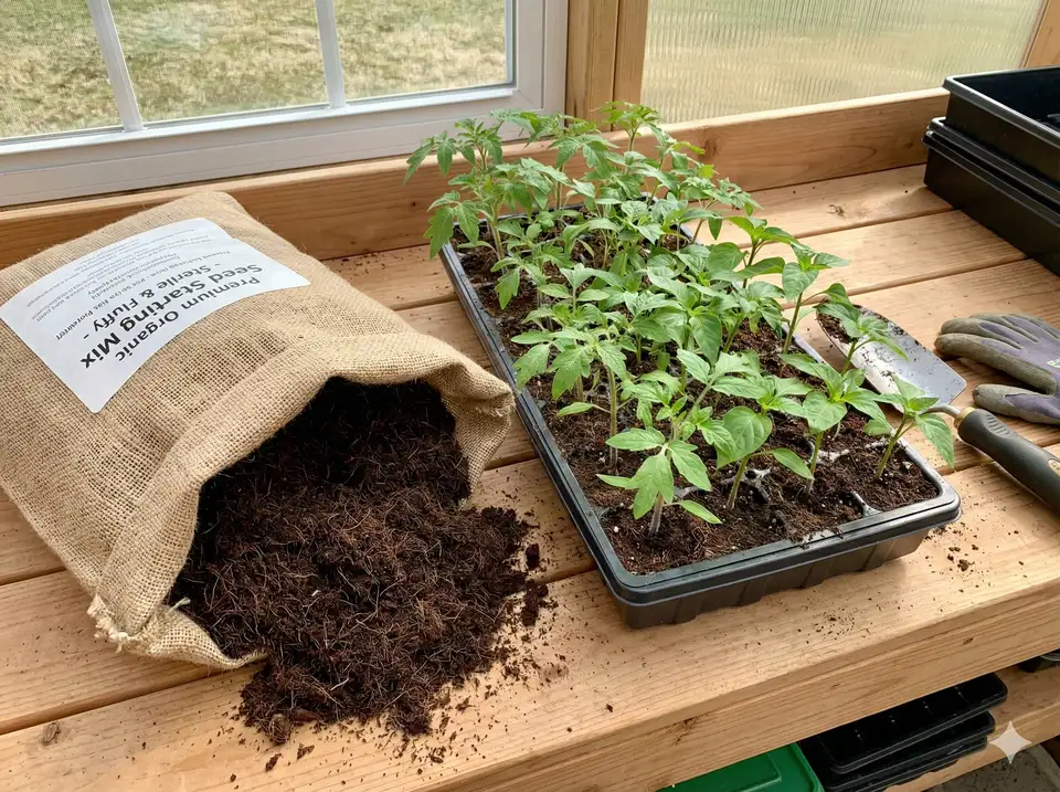 Quality seed starting mix bag for loofah germination