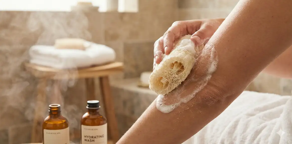 Hydrated smooth skin from loofah care