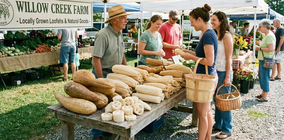 Local loofah at farmers market
